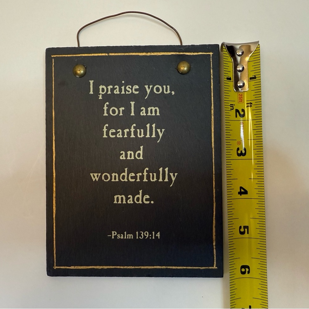 Inspirational Black Wall Plaque Psalm 139:14